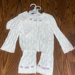 Tahari White 3 piece Set with Pink Floral Accents size 24 months